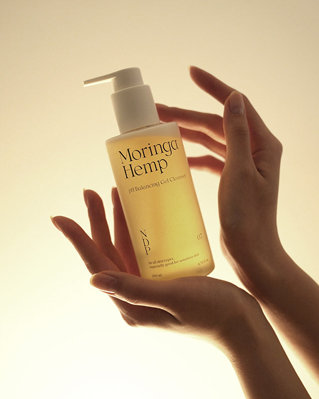K-beauty Natural derma project Moringa Hemp pH Balancing Gel Cleanser especially good for sensitive skin.